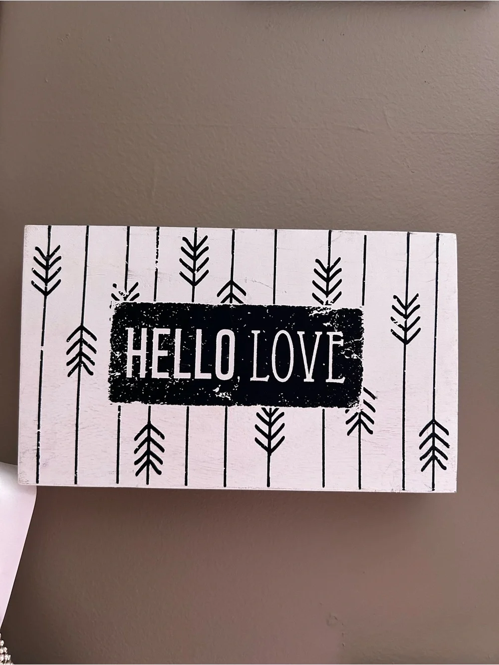 Hello Love Black and White Wall Sign- wall decor- 10inW & 6inH